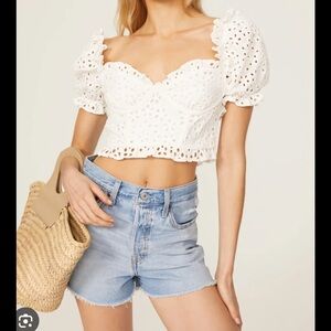 For Love & Lemons Becca Eyelet Crop Top